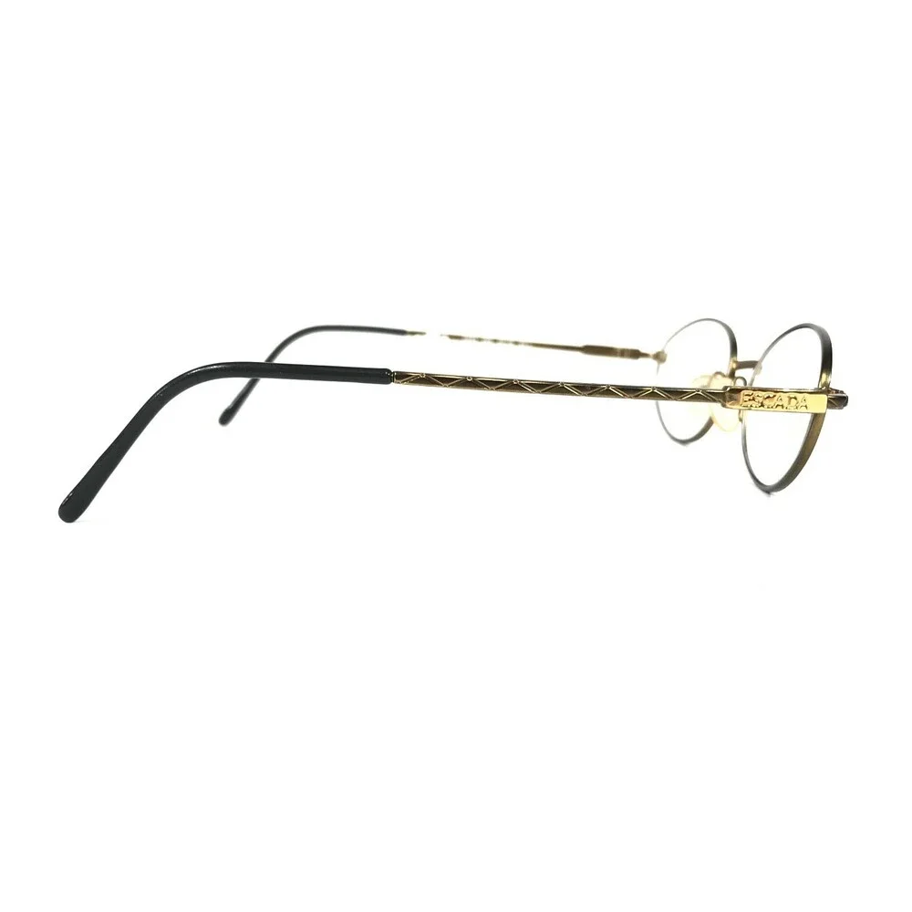 Escada Eyeglasses Frames E0144 E416 Gold Round Oval Textured Full Rim 49-18-135